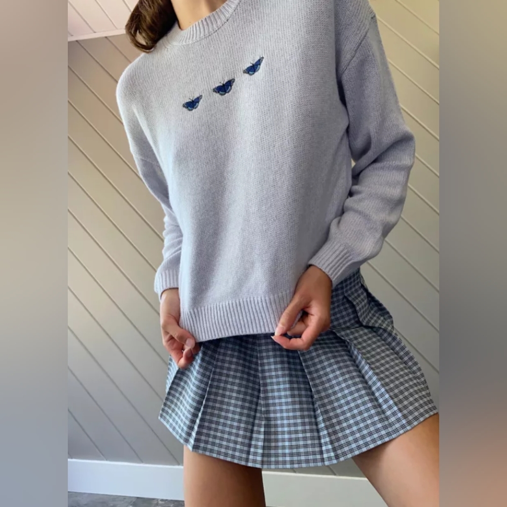 Aritzia Embroidered butterfly Sweater